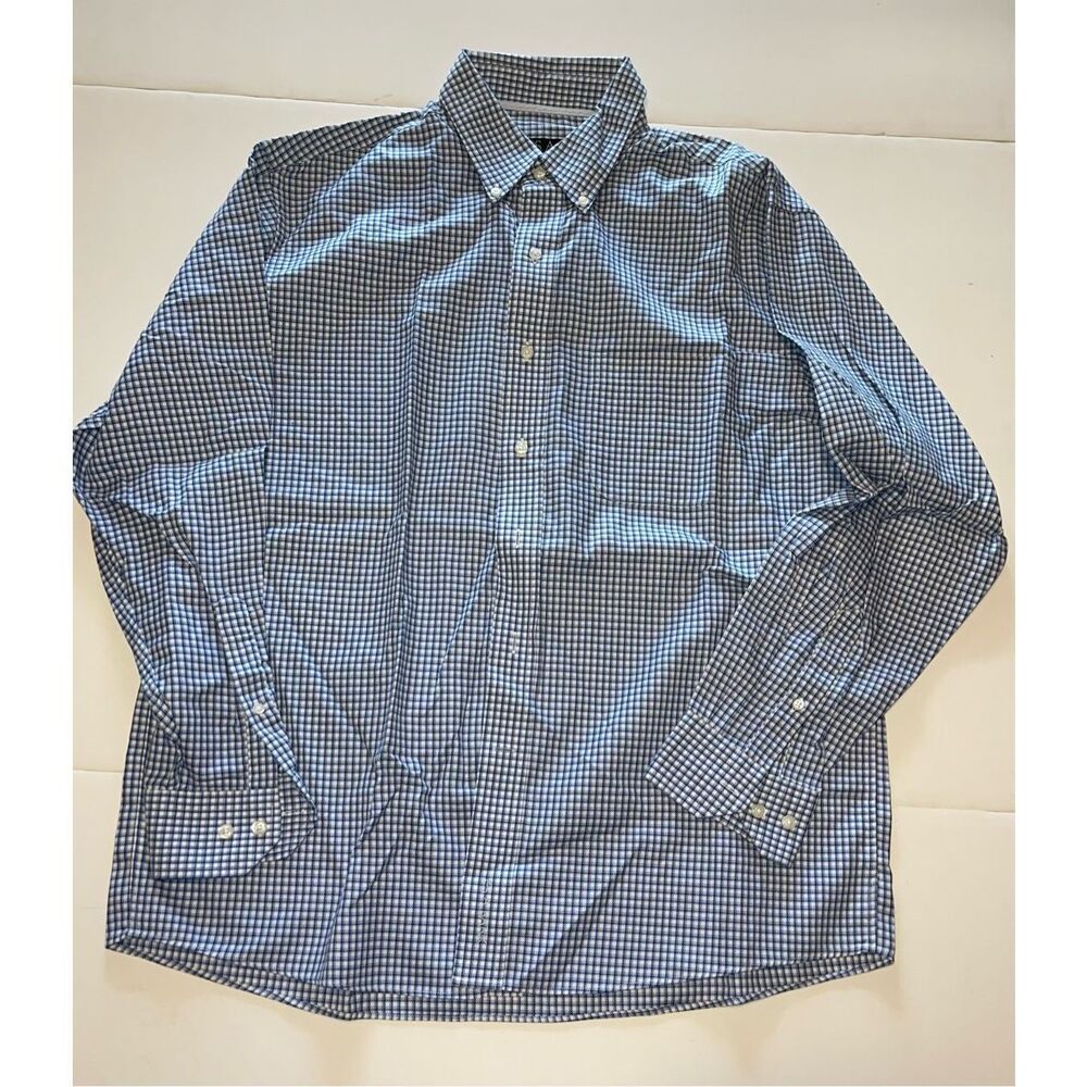 Joseph A Bank Long Sleeve Shirt Mens L Blue‎ Plaid Button Down